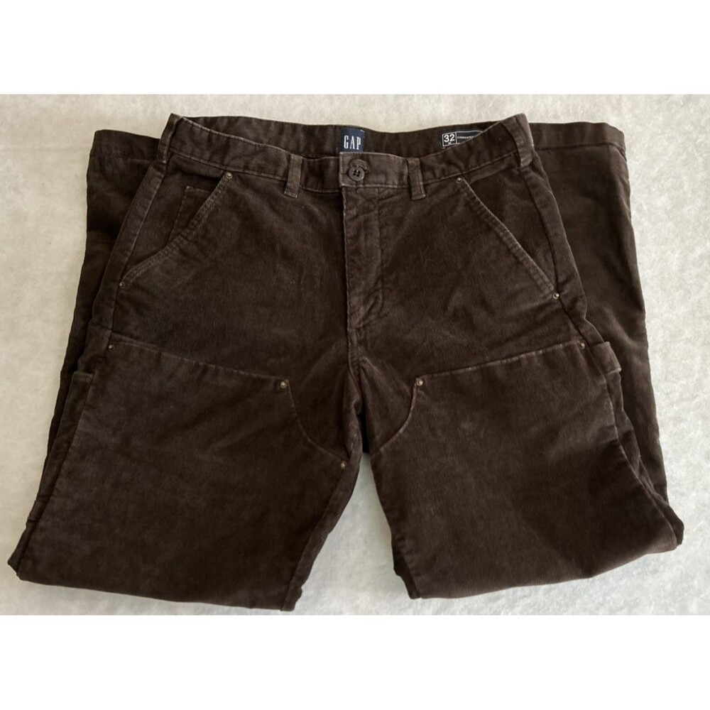 Gap Double Knee Corduroy Carpenter Pants Mens 32x30 Brown Workwear Outdoor